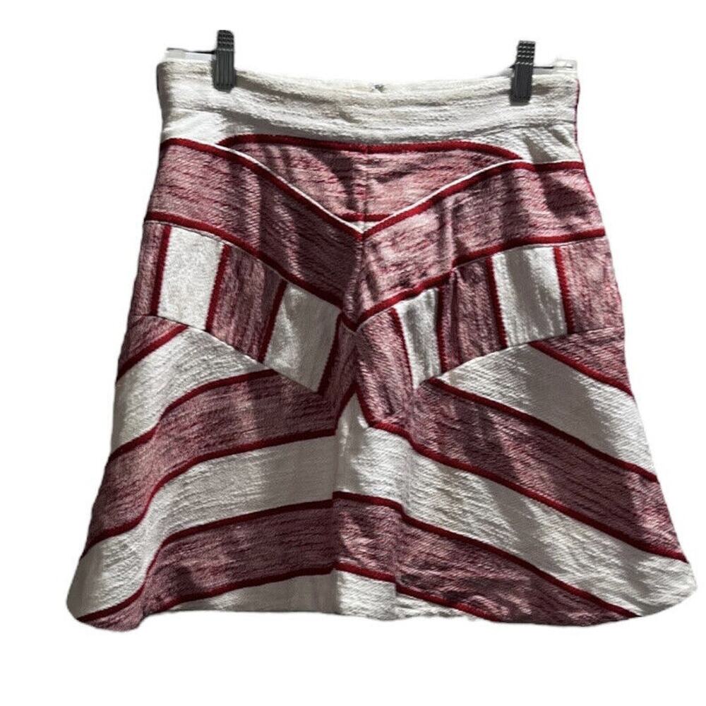 3.1 Phillip Lim Chevron Holiday Ready Red White Skirt A-Line Flare Flounce Sz‎ 6